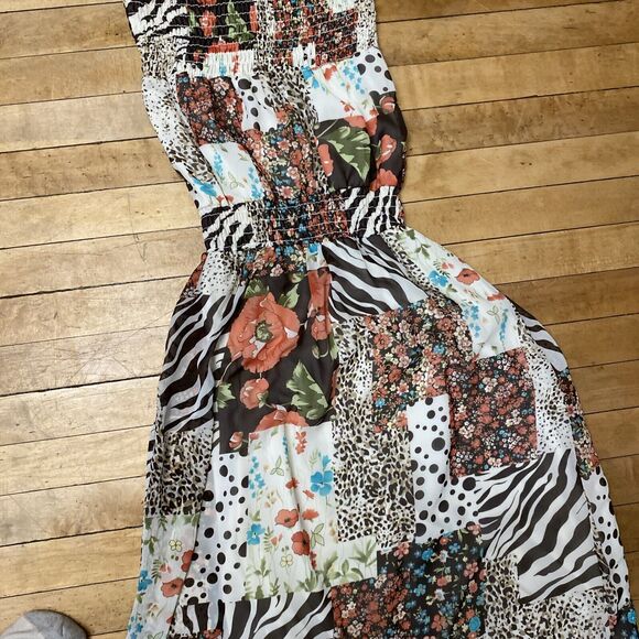 Grass Collection Dress Women’s Size Medium Off Shoulder Maxi Fit N Flare Floral - Picture 11 of 12